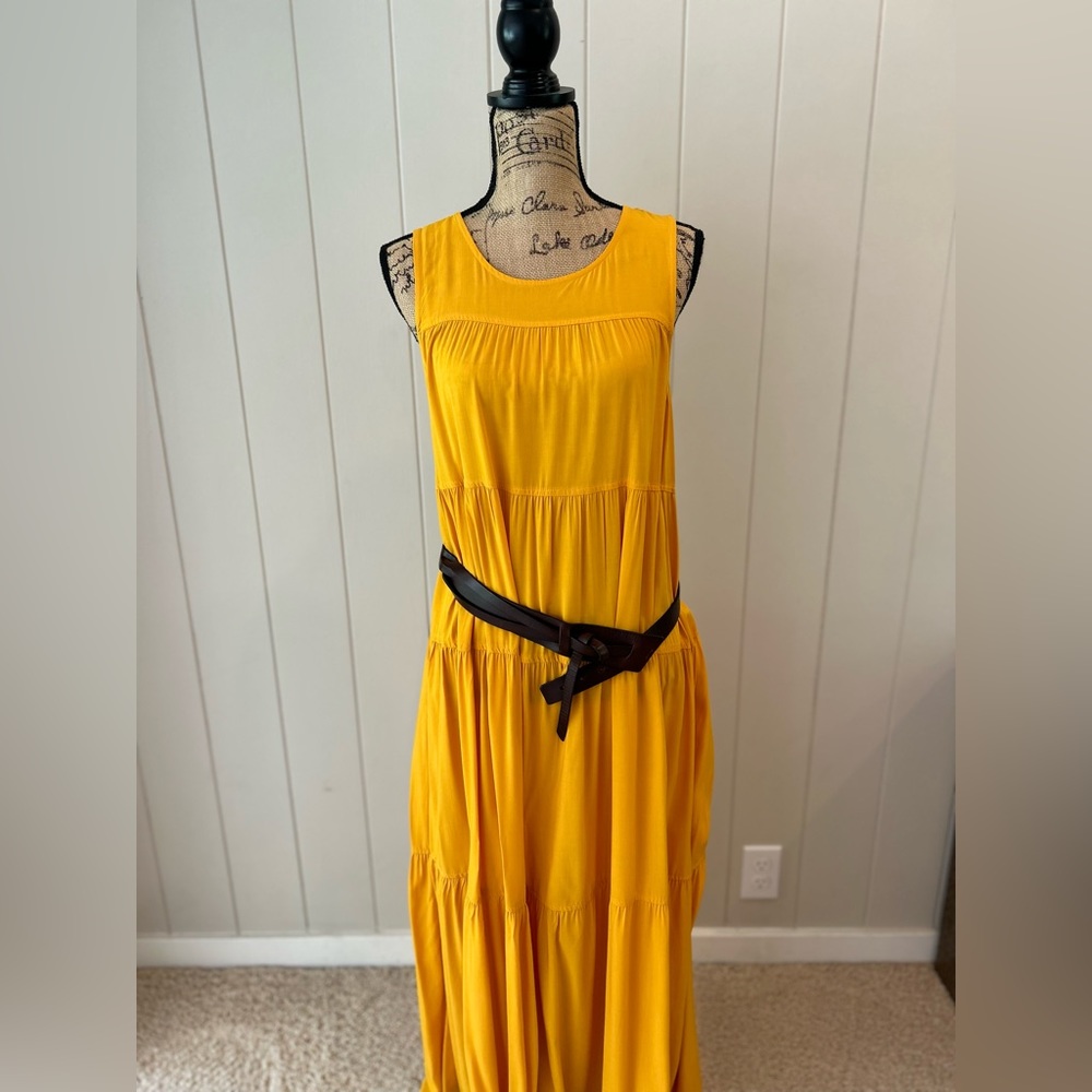 Yellow women long dress.